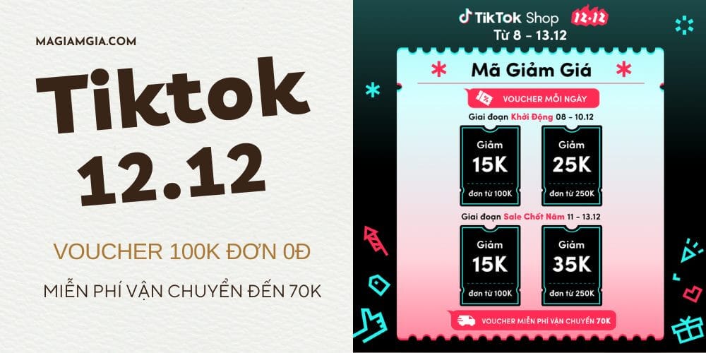 Mã giảm giá TikTok Shop 11.11 Voucher 100K, FreeShip 70K